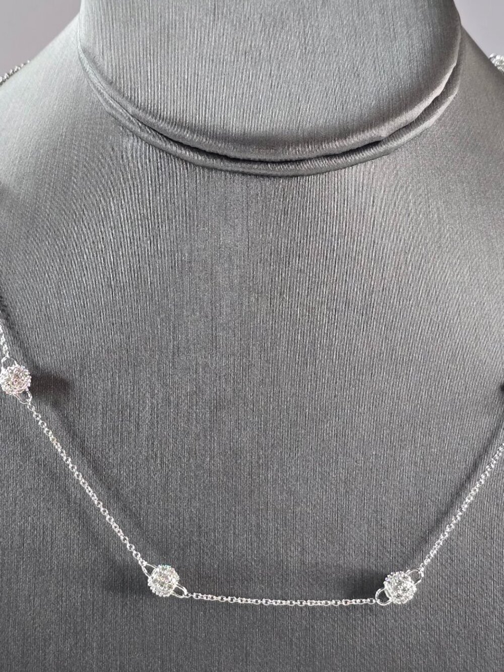 Womens Sterling Silver Modernist CZ Necklace 5.6g E3080